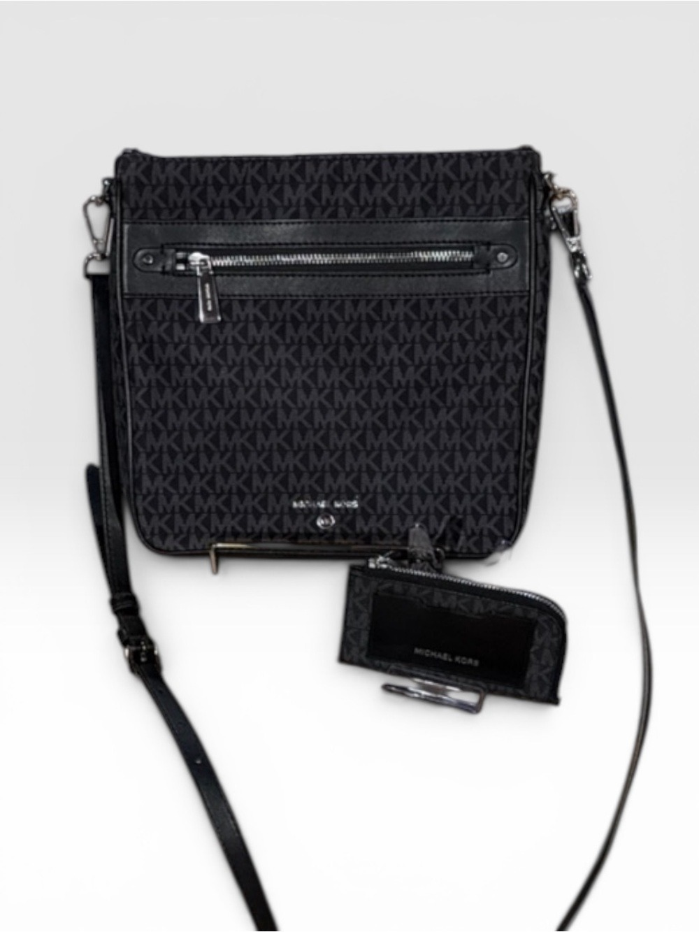 Michael Kors Jet Set Charm Crossbody Bag L Zip Card Case Wallet Set Black